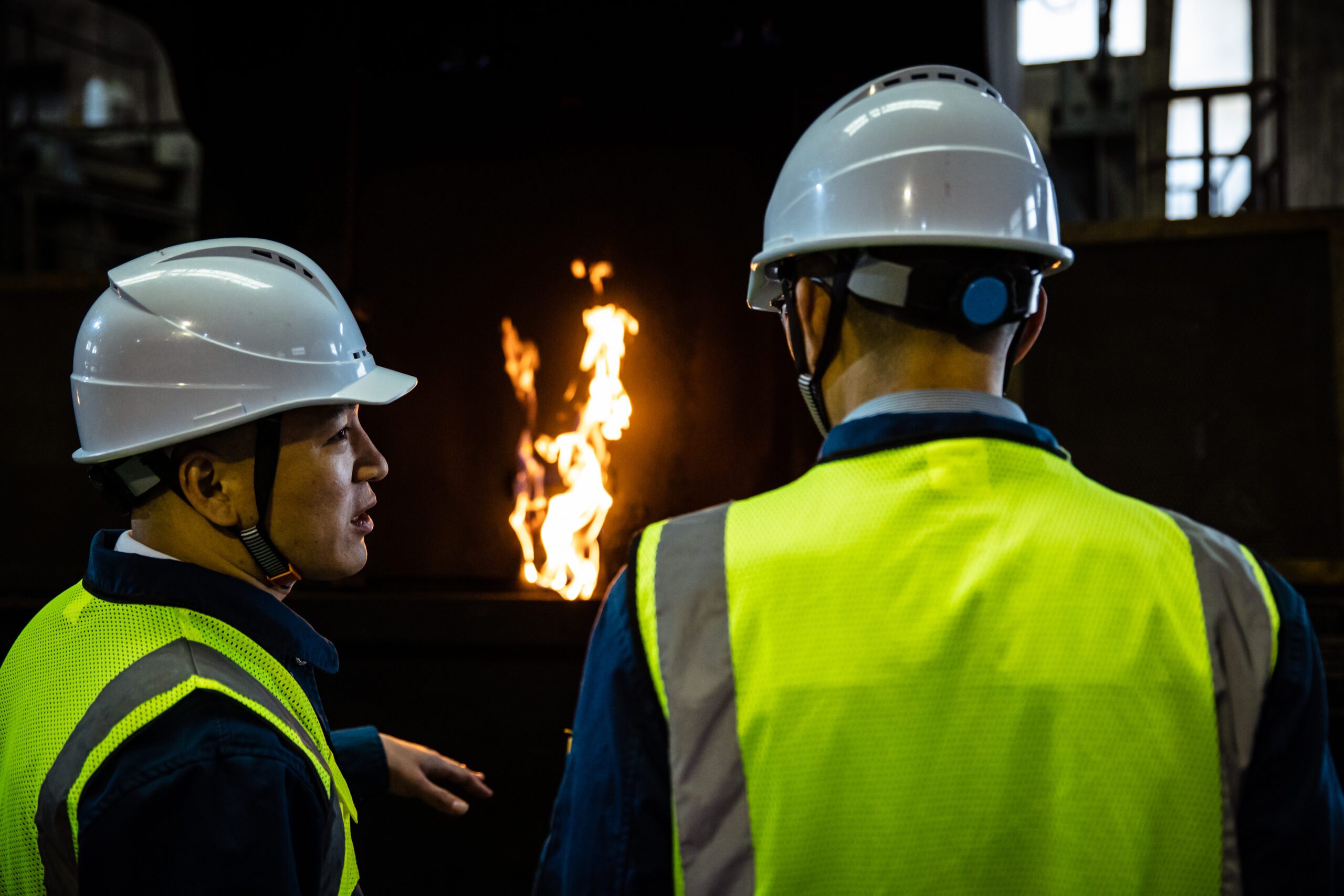 Fire safety consultant carrying out a workplace assessment